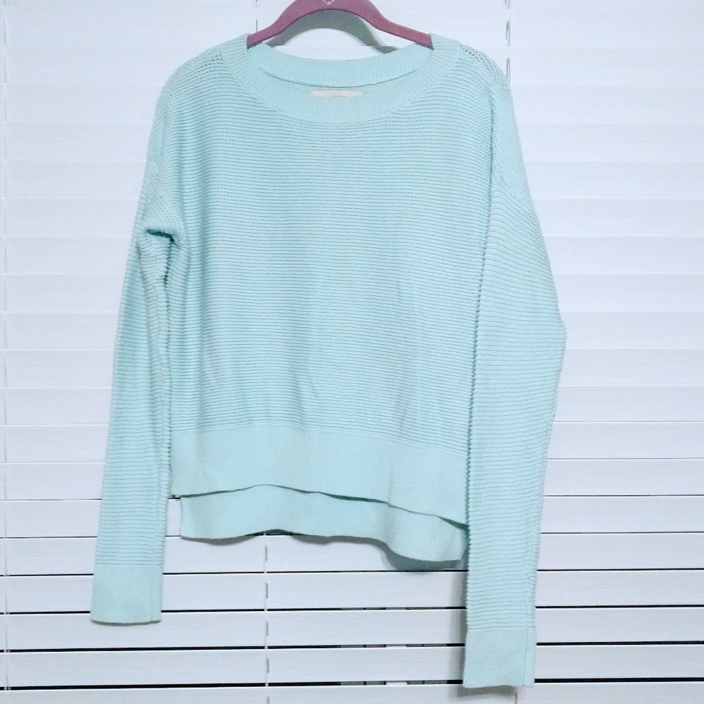 Loft waffle knit mint sweater